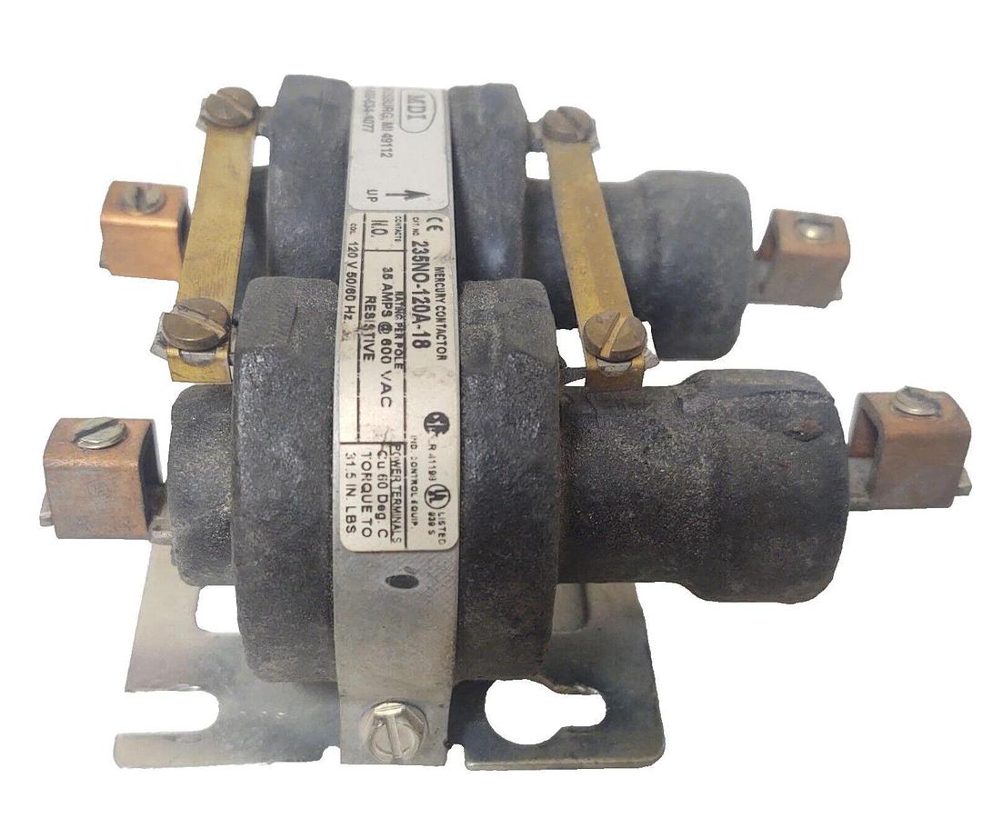 Used 🔥 MDI 235NO-120A-18 Mercury Contactor Relay 35 Amps 600VAC Coil 120V