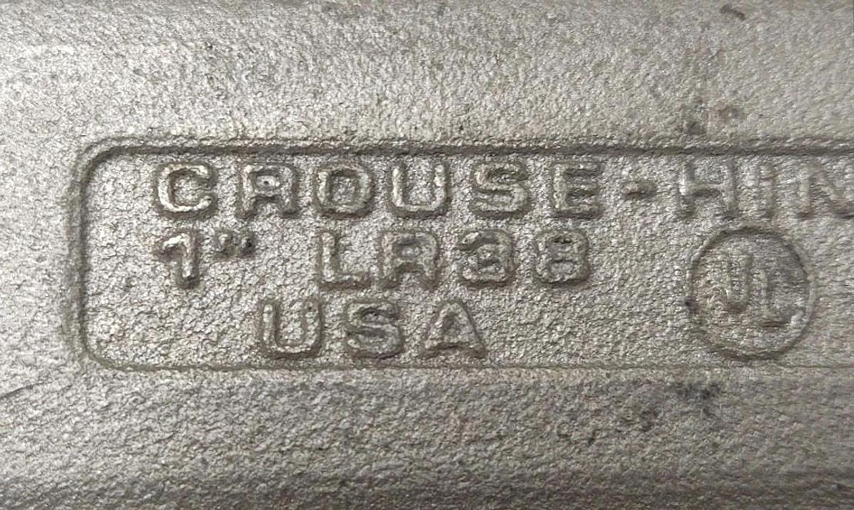 🔥(QTY 3) Crouse-Hinds LR38 Conduit Body 1" Type LR Form 8 Iron Alloy