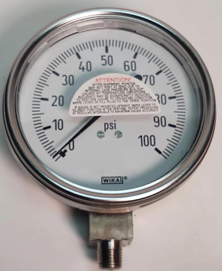 WIKA 9745408 100PSI Gauge 4" 1/4" Maie Pipe Thread