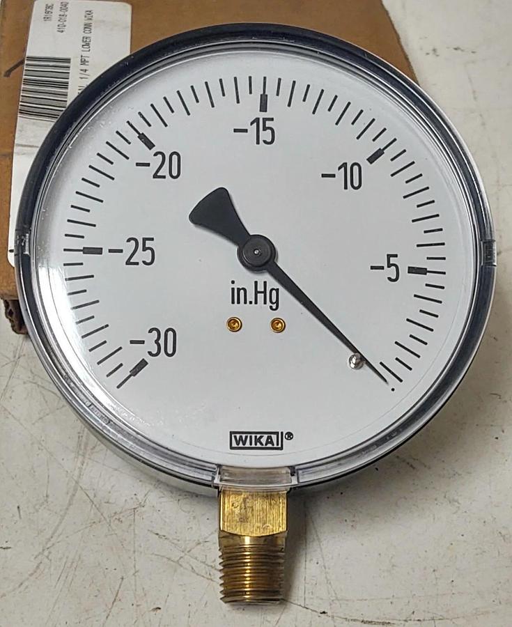 🔥Wika 111.104 Commercial Vacuum Gauge, 30 To 0 Psi, 4" Dial, 1/4 In
