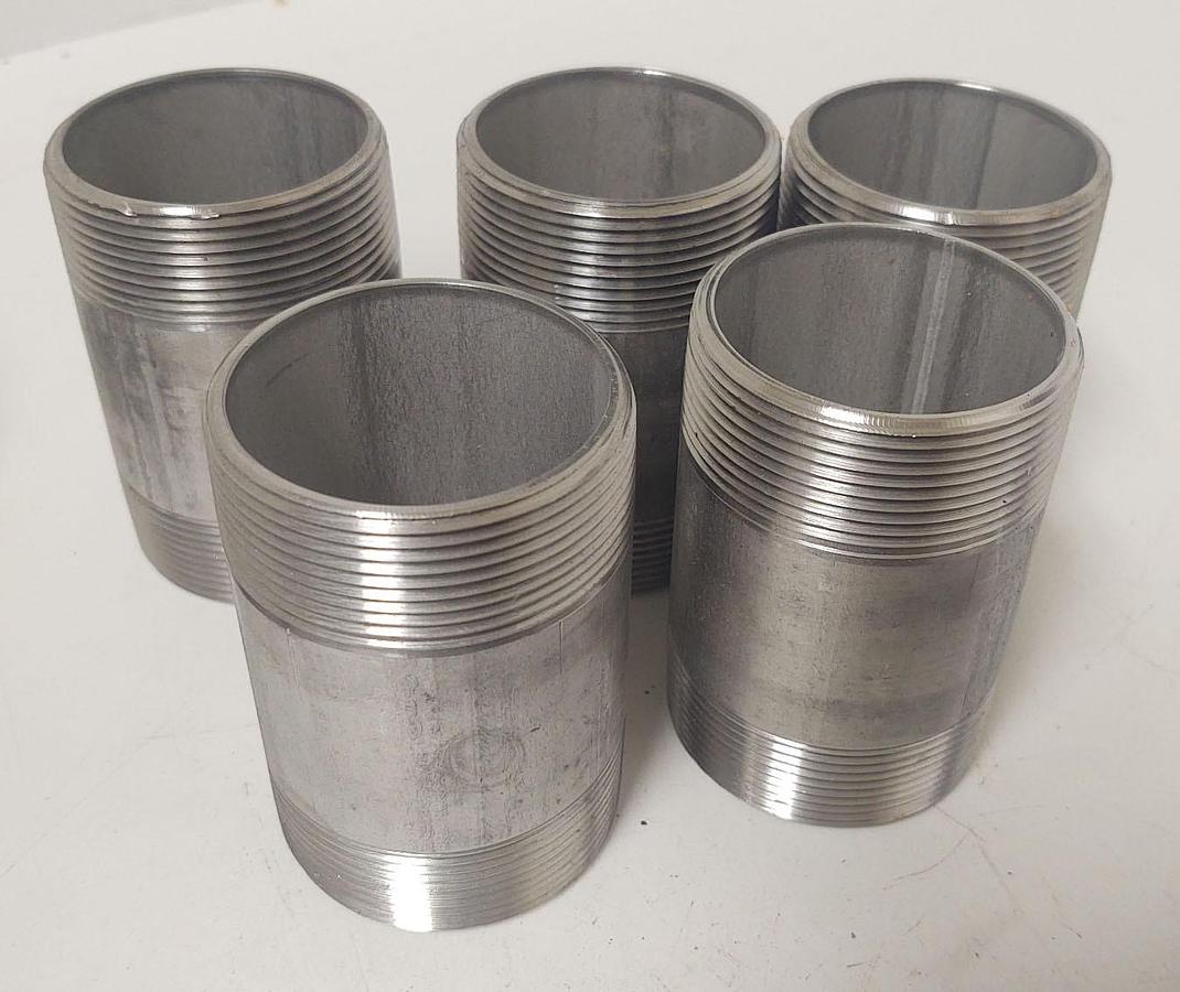 🔥(QTY 5) Merit Brass USA 2"x3-1/2" 316L Stainless Steel Pipe Nipple Sch 40 NPT