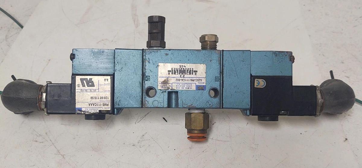 Used 🔥 MAC VALVES 825-PM-111CA-552 / PME-111CAAA SOLENOID VALVE 100-120VAC