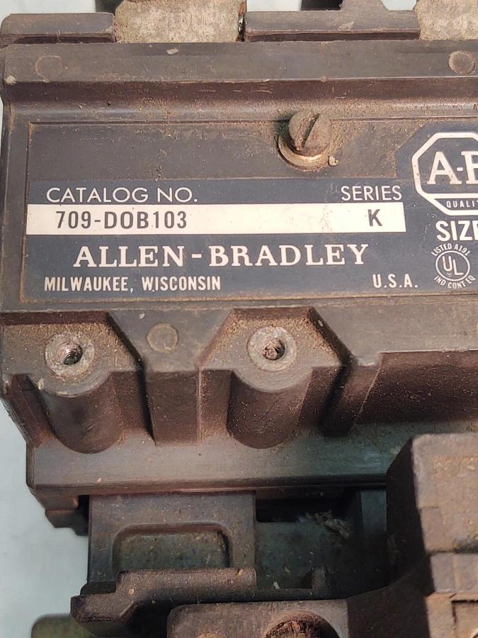 Used 50HP 600VAC 3 Pole Allen Bradley 709-DOB103 Contactor #3 Motor 120 Coil TESTED