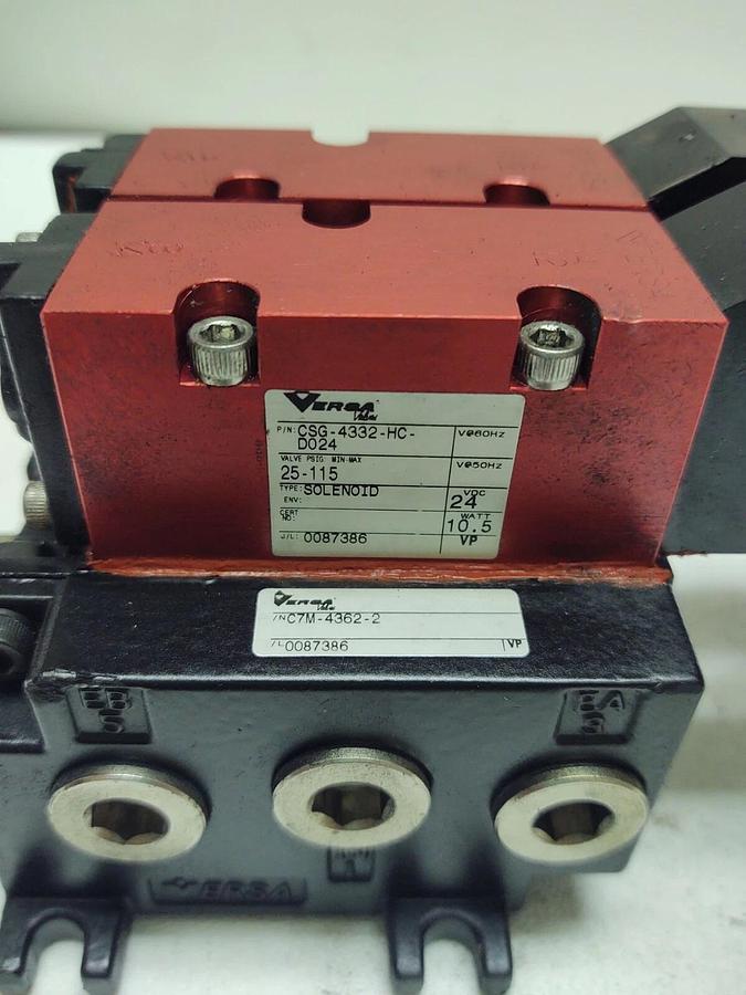 Used VERSA CUST-C7BOTTOM-P220-000328 VALVE ASSEMBLY 24VDC CSG-4332-HC-D024 C7M-4362-2