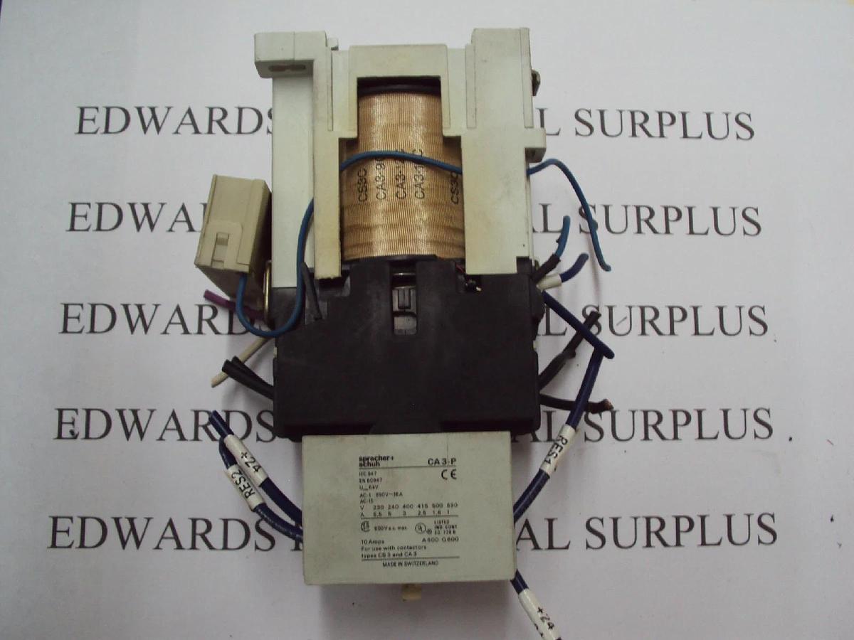 Used Sprecher + Schuh Motor Starter CA3-16C Contactor Coil W/ Contact CA3-P LDS10-24
