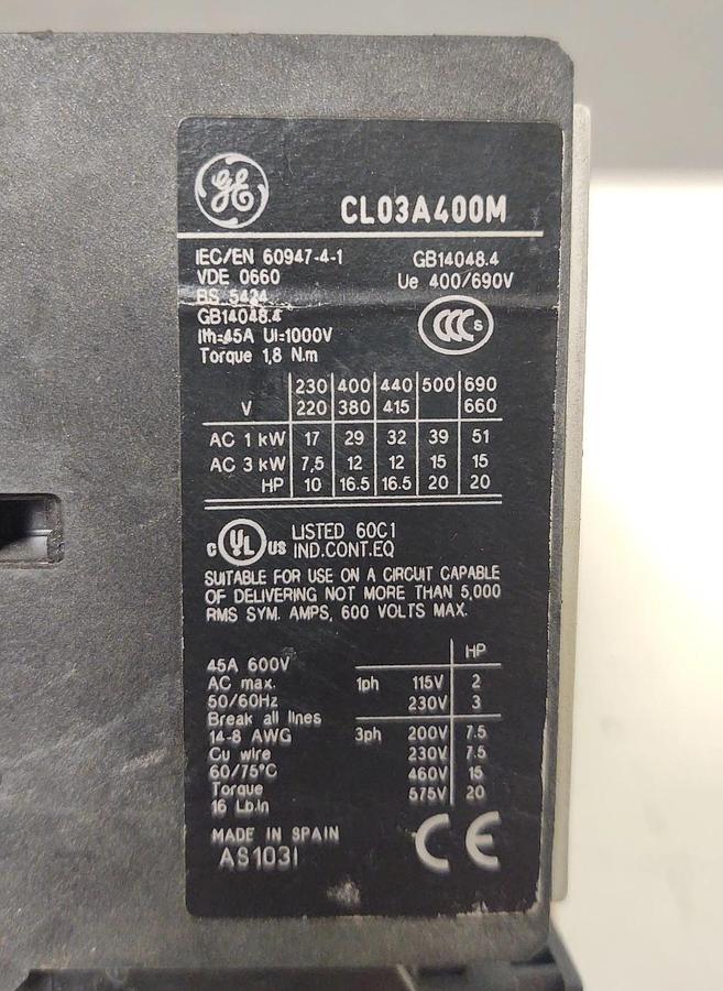 Used 🔥General Electric CL03A400M Contactor with Overload