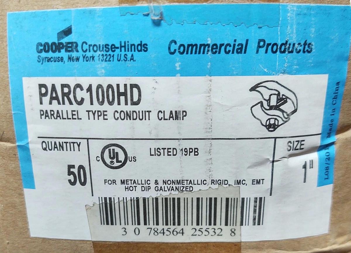 🔥 50 NIB Eaton Cooper Crouse Hinds PARC100HD 1” Parallel Conduit Clamp