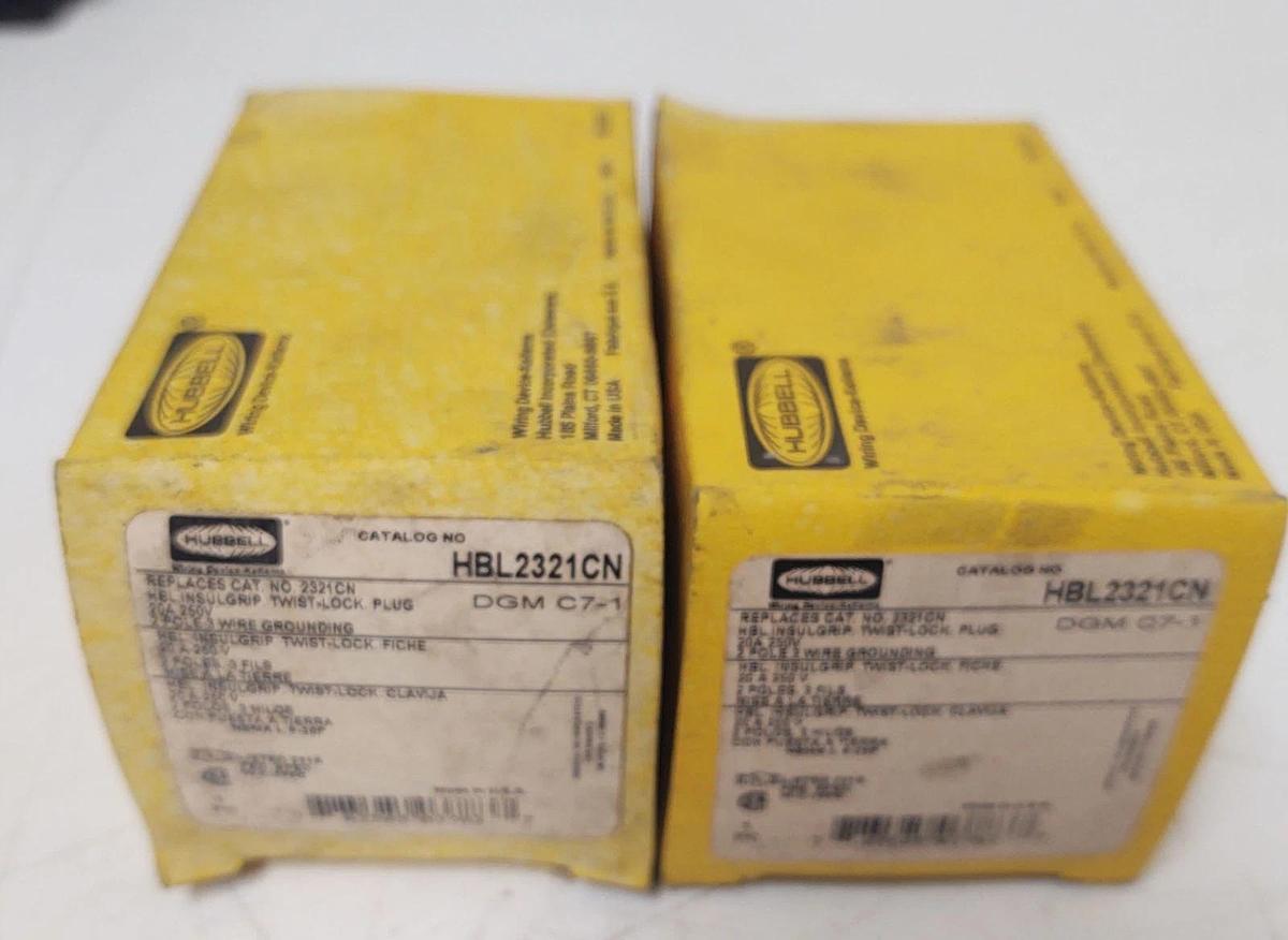 🔥QTY 2 New Hubbell HBL2321 Locking Plug 20A 250V AC – Industrial Grade