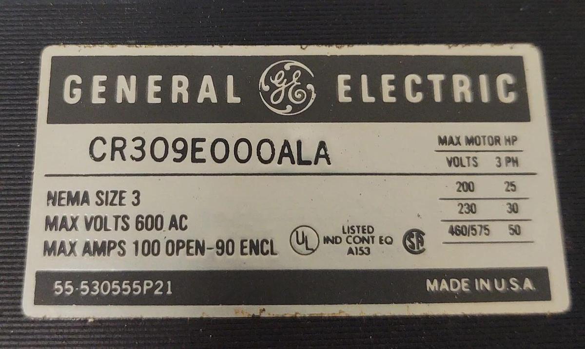 🔥NEW GE CR309E000ALA MAGNETIC CONTACTOR REVERSER, NEMA SIZE 3, 460V COIL, 3POLE