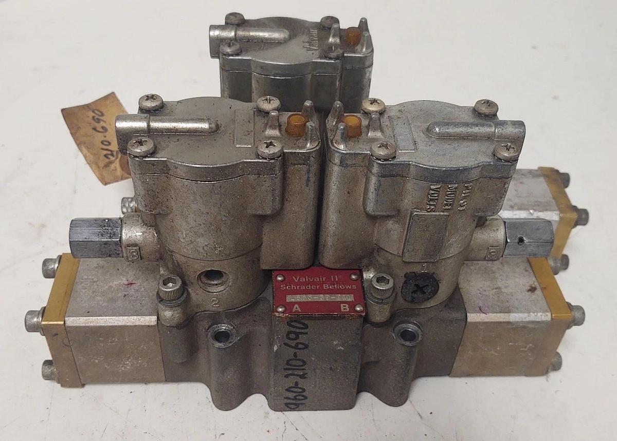 Used 🔥(QTY 2) Schrader Bellow L665-39-211 Double Solenoid Pneumatic Valve 120V Coil