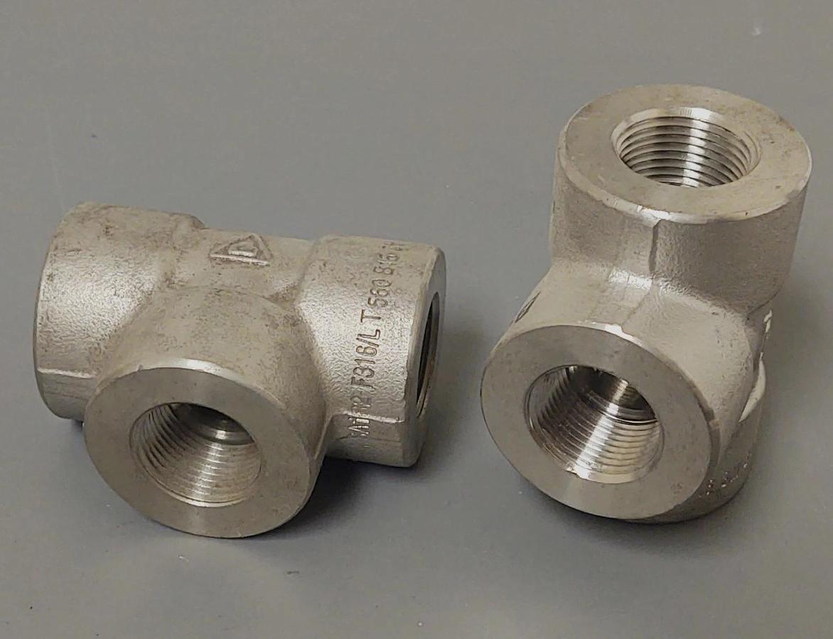 🔥(QTY 2) 3/4" NPT 316L Stainless-Steel High-Pressure Pipe Tee Fitting