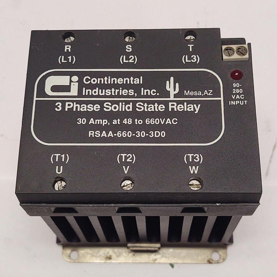Used RSAA660303D0 CONTINENTAL INDUSTRIES SOLID STATE RELAY 660VAC 3PHASE SSR 3PH