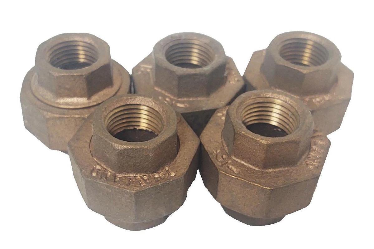 🔥(QTY 5) Brass Union Threaded 1/2" Brass Fitting