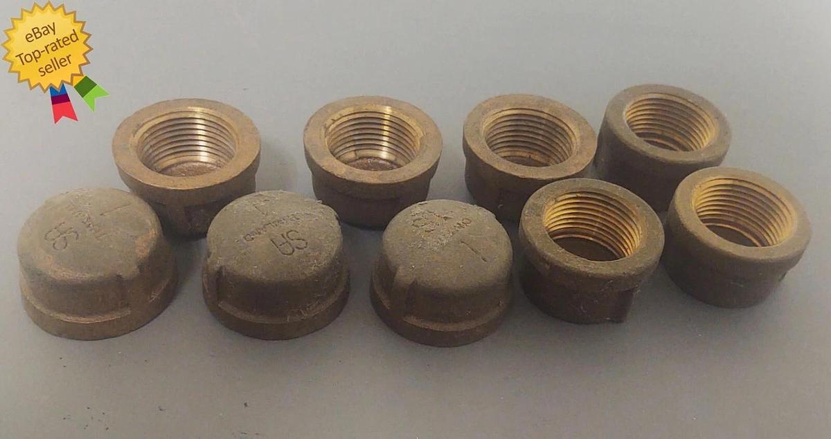 🔥(QTY 9) NEW 1" NPT Brass Pipe Cap
