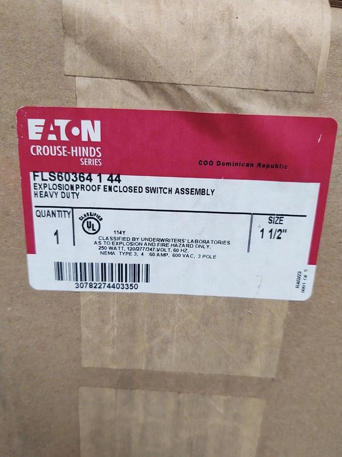 🔥NIB EATON CROUSE-HINDS FLS60364 1 44 EXPLOSION PROOF DISCONNECT SWITCH 60A