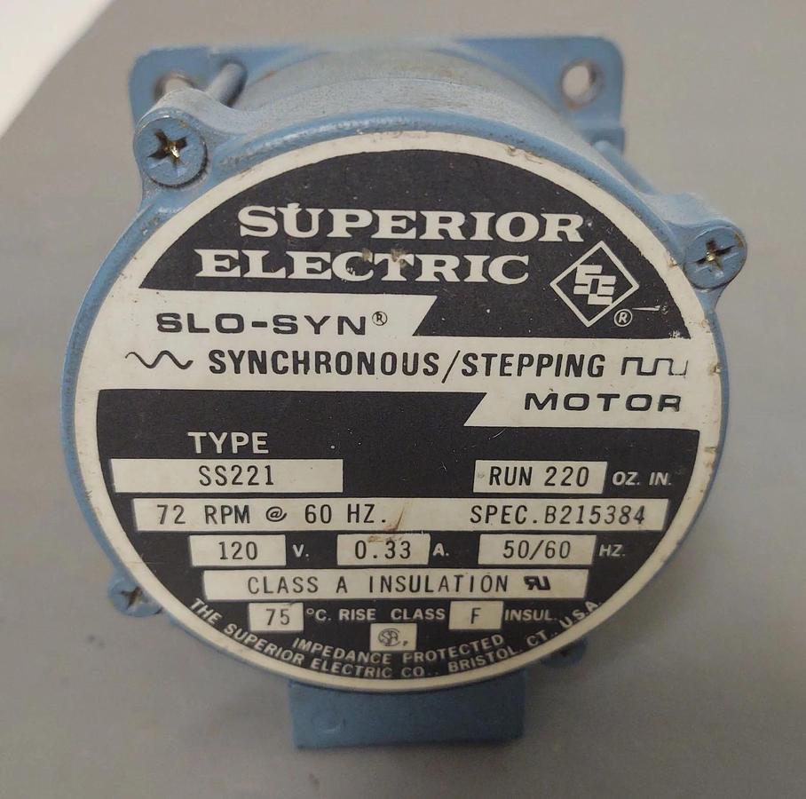 Used 🔥SUPERIOR ELECTRIC SS221 SYNCHRONOUS STEPPING MOTOR 120 V 72 RPM 220oz