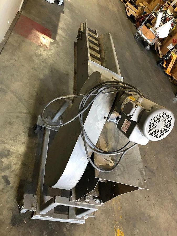 Used Metal Chip or Scrap Conveyor With Cleated steel belt 7.5" X 7'