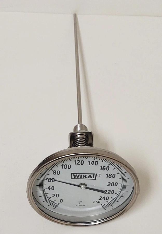 WIKA, Model 52, 52150D206G4, Temperature Gauge 15" Probe 0-250 F /NEW/ 5" Face