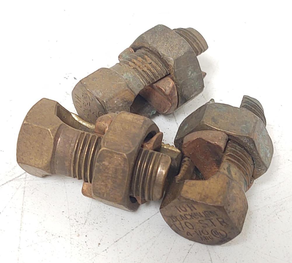 🔥(QTY 3) BLACKBURN 10H Split-Bolt Conn, Plain, Bronze, Hex Head 3LJ68