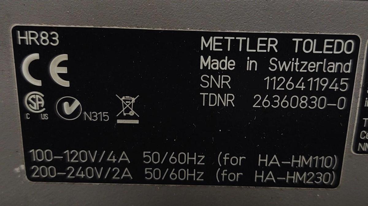 Used đŸ”¥TESTED Mettler Toledo HR83 Halogen Moisture Analyzer Sample Heater