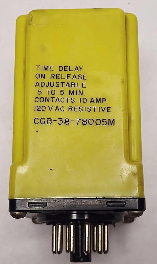 Used Potter & Brumfield CGB-38-78005M CGB3878005M 120VAC .5-5 Min Time Delay Relay