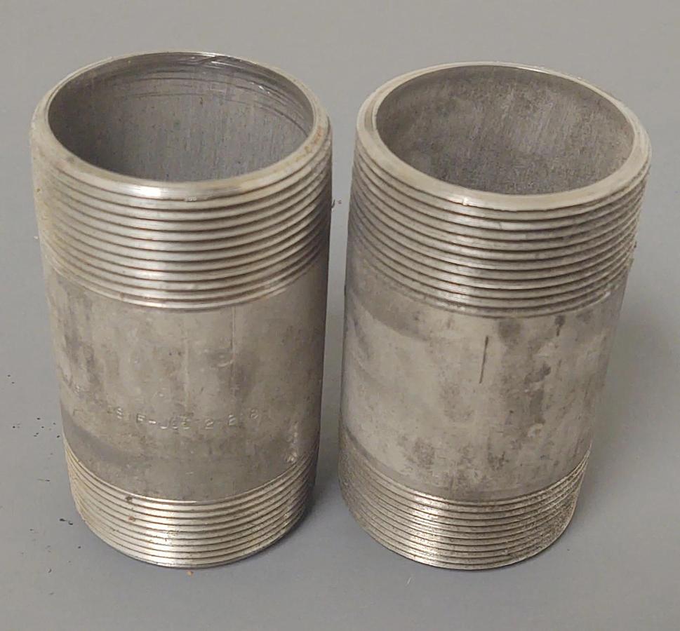 🔥(QTY 2) Pipe Nipple 316 Stainless Steel 2" NPT x 4" Schedule 40