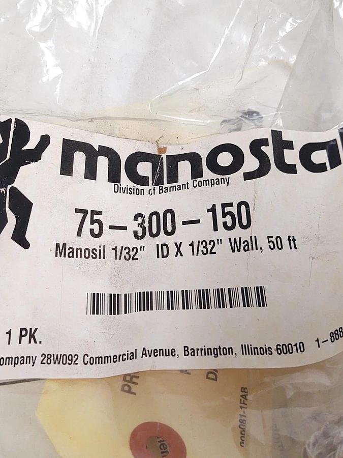 NEW 50' MANOSTAT MANOSIL SILICONE RUBBER TUBING PART # 75-300-150 1/32 ID