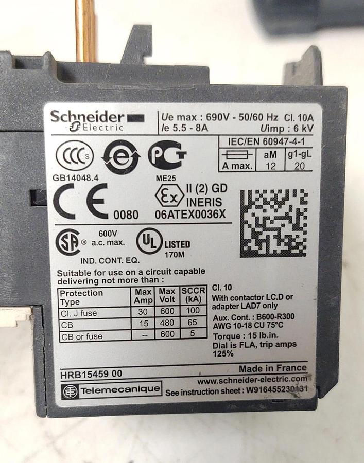 Used 🔥LC1D09G7 Contactor 120V coil Schneider with Over Load 9A 3P 3NO AC