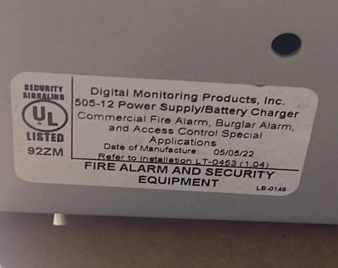 Used 🔥505-12 POWER SUPPLY/ BATTERY CHARGER FIRE ALARM/ SECURITY EQUIPMENT