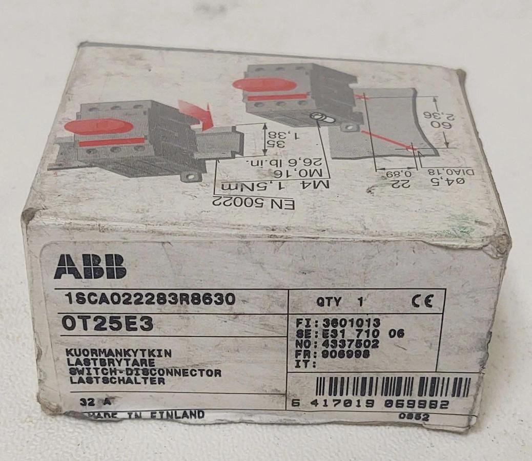 🔥ABB OT25E3S / OT25E3S, 1SCA022283R8630 DISCONNECT SWITCH, 3POLE, 25A