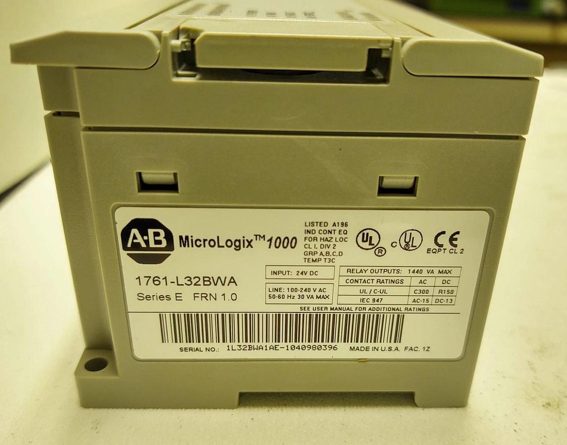 Used MicroLogix 1000, 120VAC, (24VDC), 12Out Relay (Allen Bradley:1761-L32BWA) TESTED