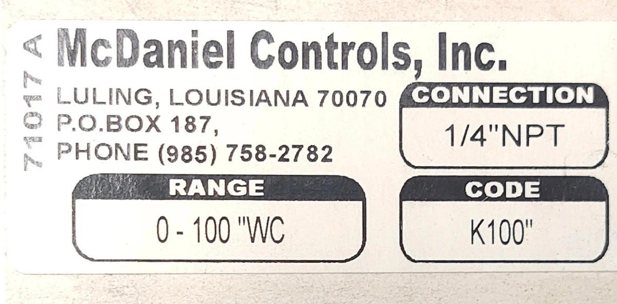 🔥 McDaniel Controls Inc. Steam Pressure Gauge 0-100" WC NOS 71017A