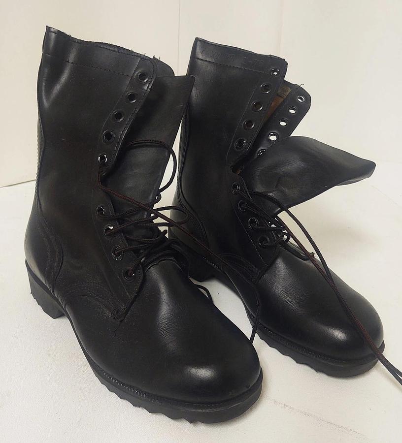 Used 🔥NEW RO-SEARCH Military Army Combat Boots Men 7 XW Black Leather Lace Up 70's