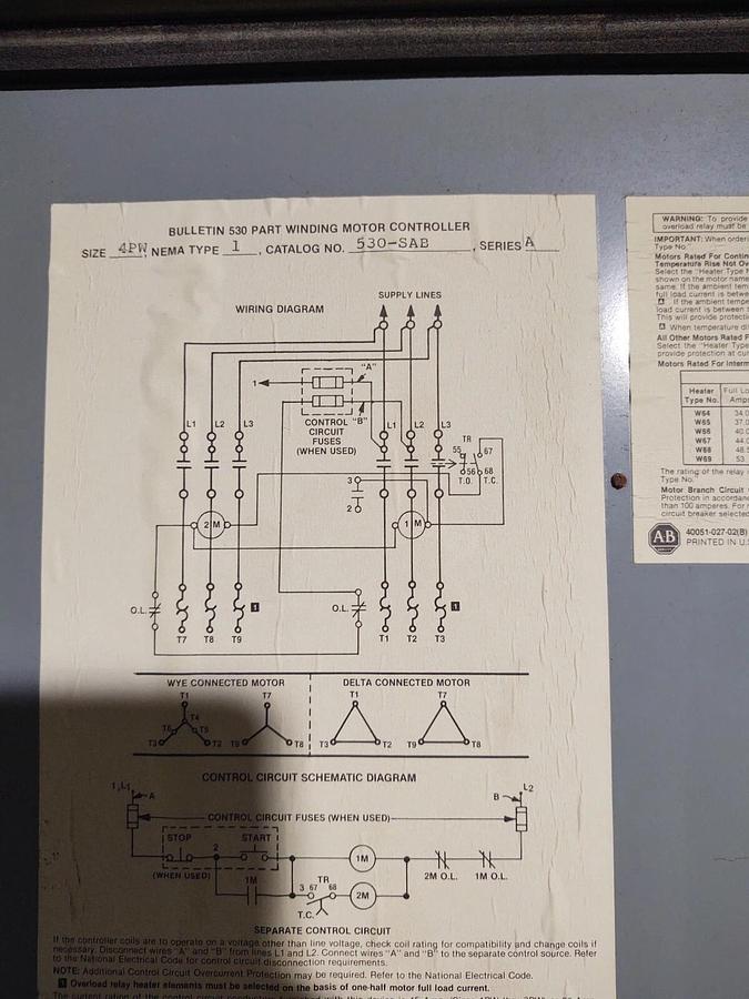 Used Allen Bradley 40 x 23 x 9 Enclosure 4PW 530-SAB 150hp Motor Starter Cabinet