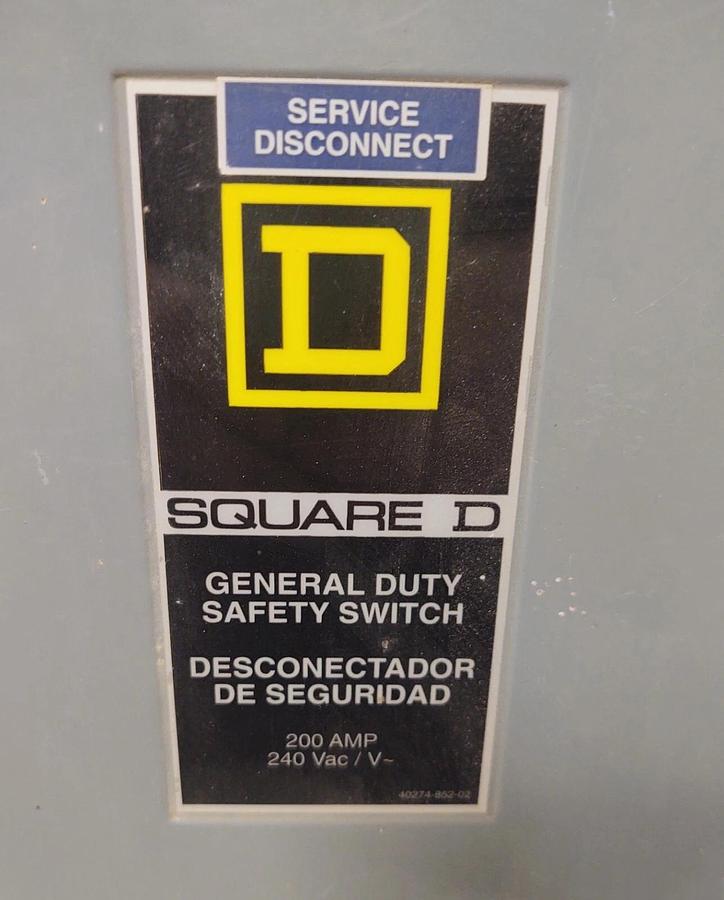 Used 🔥 SQUARE D D324N Series E, 200A 240V 60Hz General Duty Safety Switch