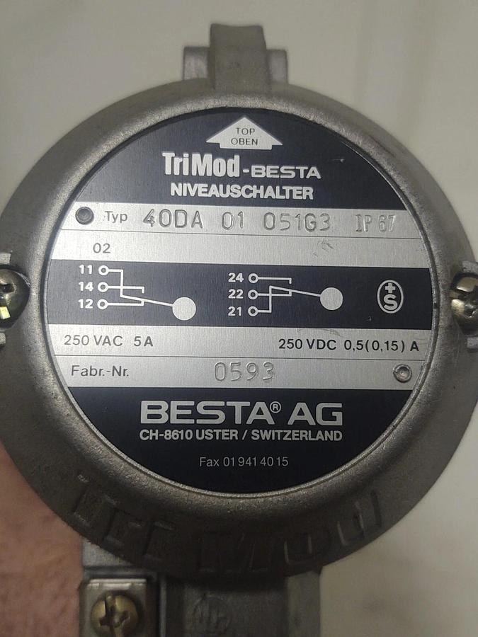 Used 🔥Refurbished TRIMOD Besta Type 40DA 01 051G3 Horizontal Float Level Switch 0593