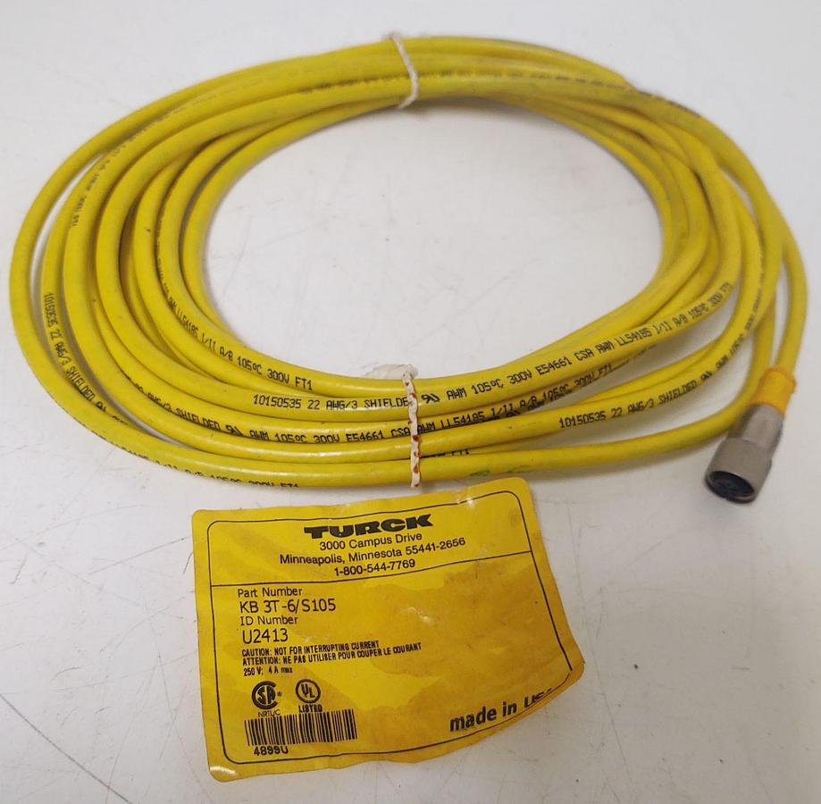🔥Turck KB-3T-6/S105 ID Number U2413 Microfast Molded Cordset - NEW