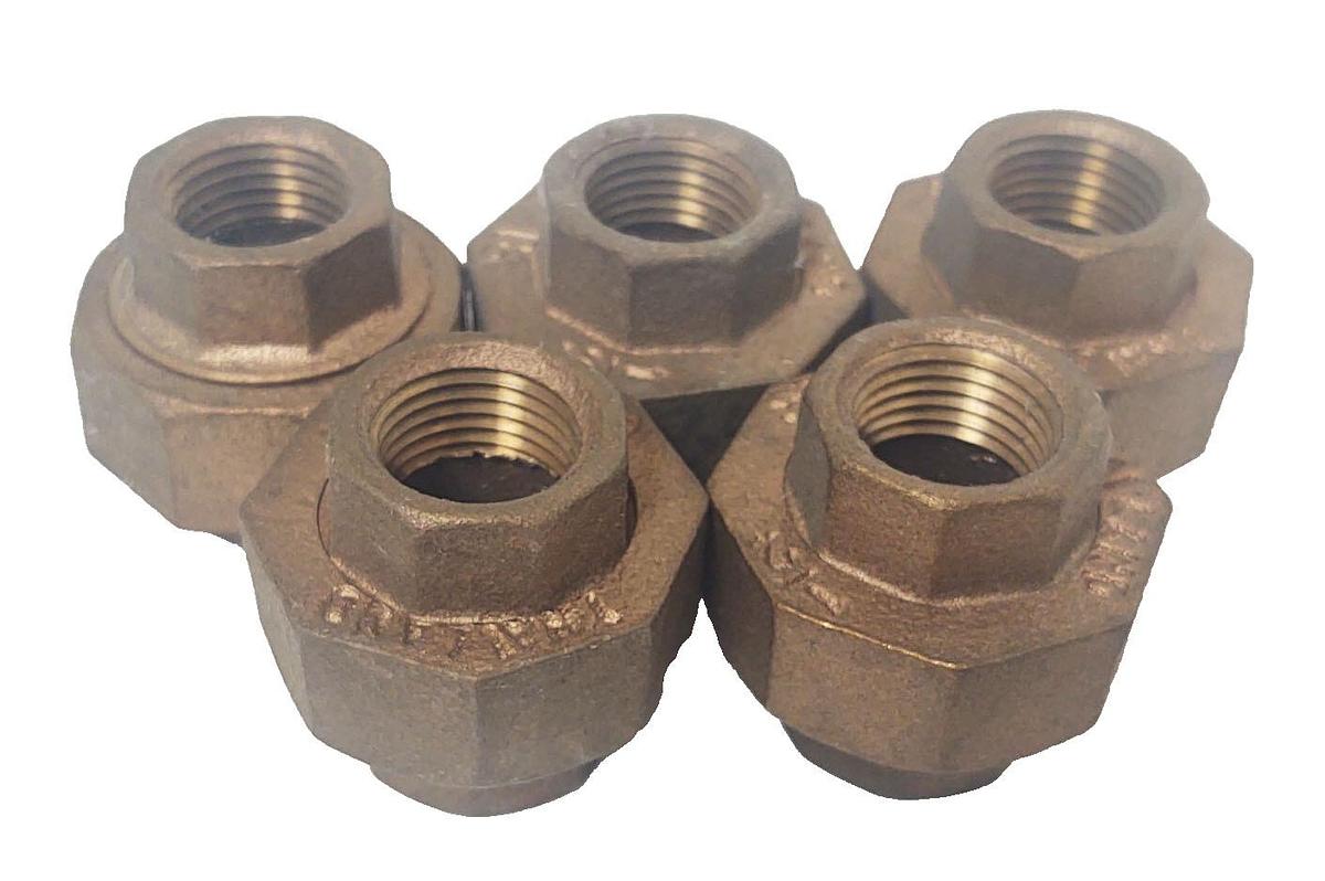 🔥(QTY 5) Brass Union Threaded 1/2" Brass Fitting