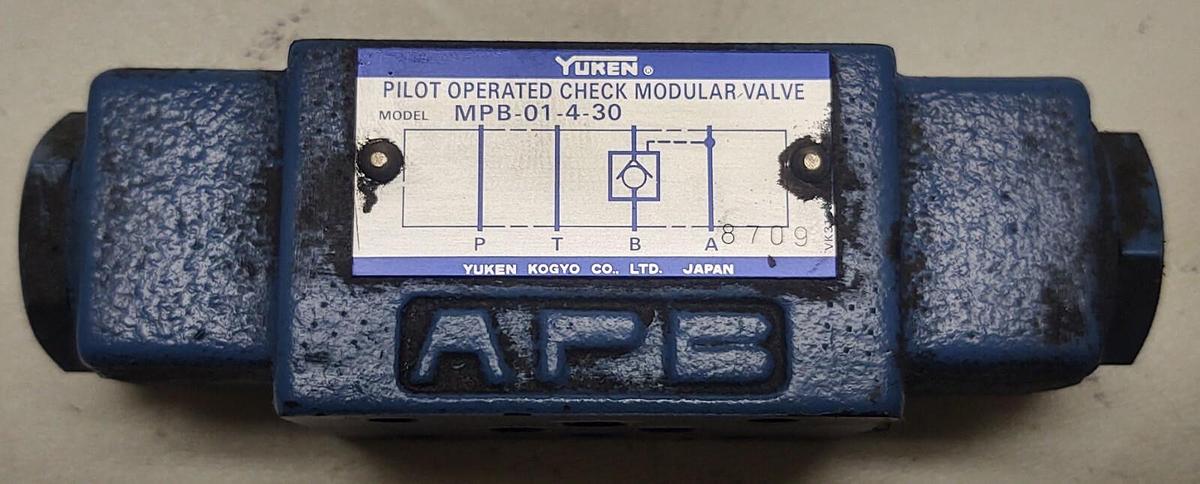 Used YUKEN PILOT OPERATED CHECK MODULAR VALVE MPB-01-4-30