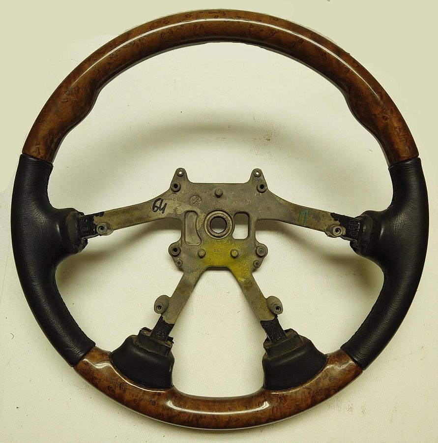 NEW JAGUAR EARLY S-TYPE BIRDS EYE MAPLE WOOD BLACK LEATHER STEERING WHEEL