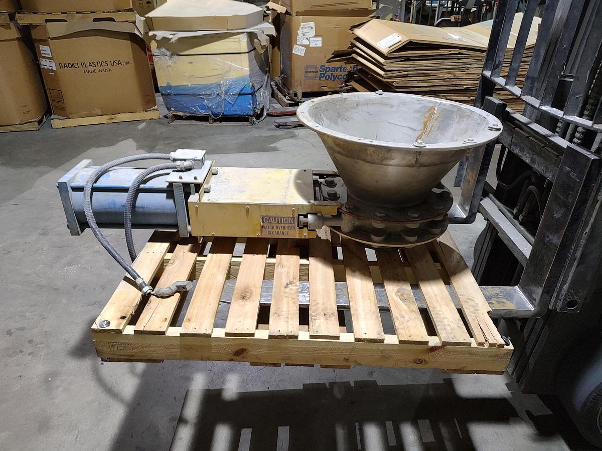 Used AGLO Pneumatic 12" Knife Gate Valve with Hopper