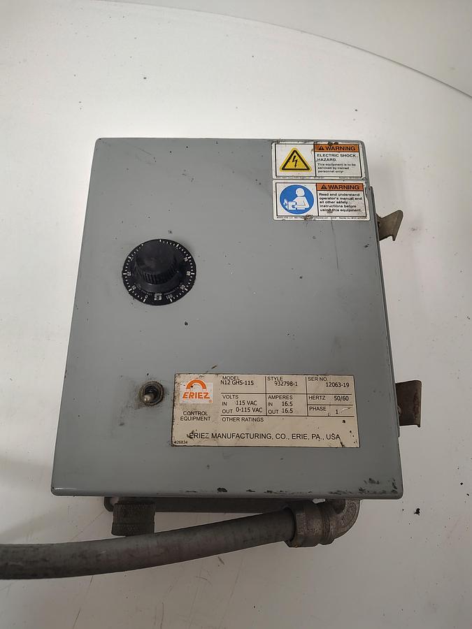 Used ERIEZ MAGNETICS Vibratory Feeder Controller N12GHS-115 CONTROL PANEL STYLE 932798-1 115V