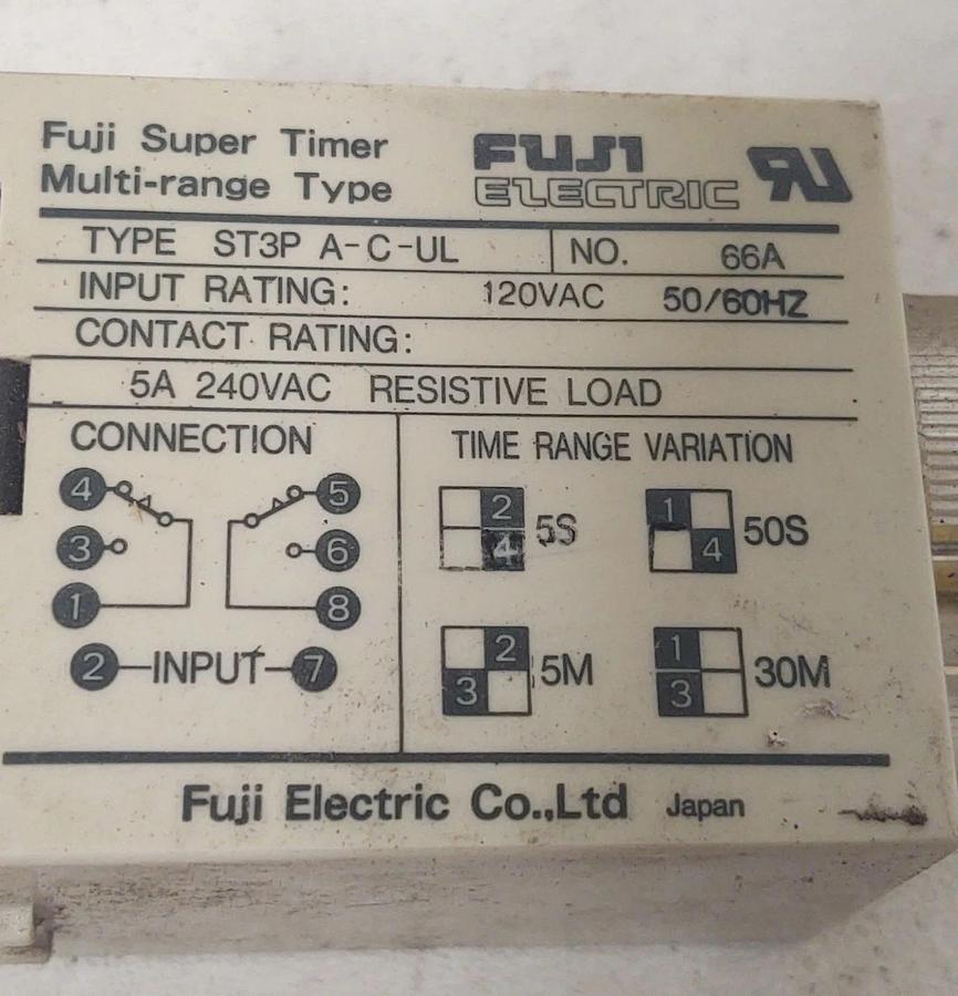 Used 🔥 Fuji Super Relay Timers ST3P- A-C-UL 5 Sec & 30 Min, 120V Input