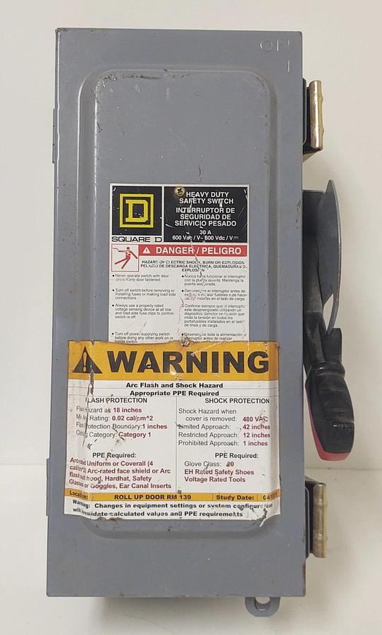 Used 🔥 Square D HU361AWK  Disconnect Switch 30A 600V 3PH Non-Fusible