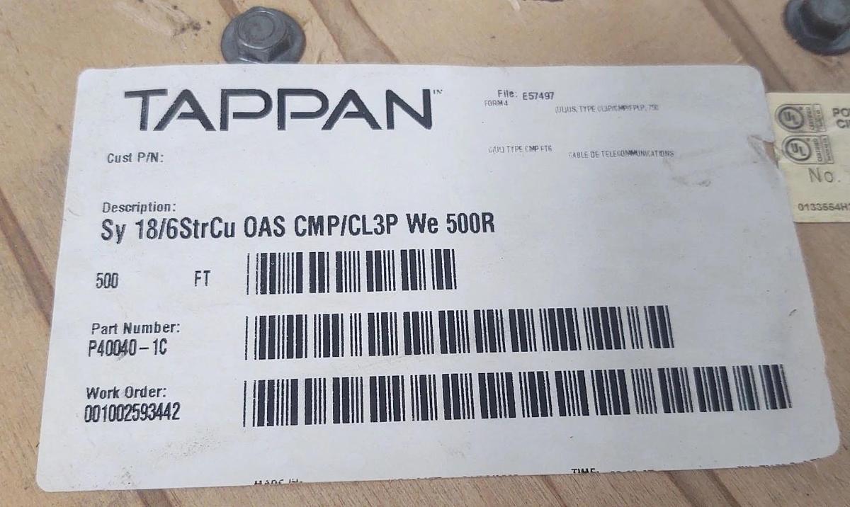š„Southwire Tappan 18/6 Cu Stranded Shielded Plenum Cable White P40040-1C 500ft