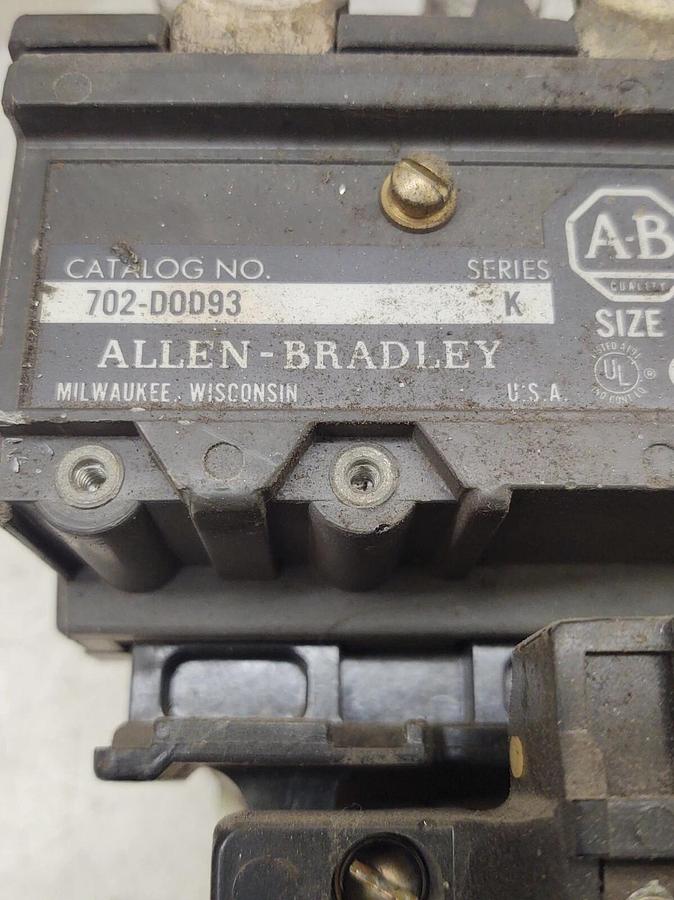 Used 🔥 TESTED ALLEN BRADLEY, 702-DOD93, CONTACTOR SIZE 3 Motor Starter 120V Coil 2
