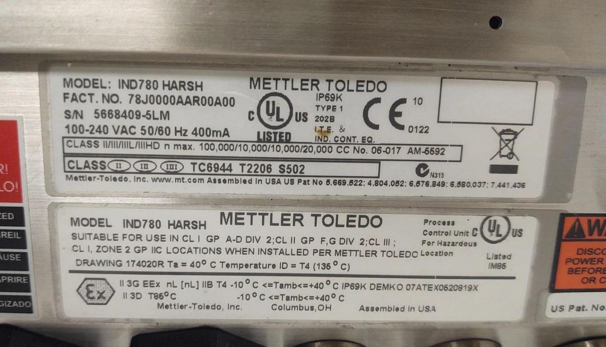 Used 🔥#2 METTLER - TOLEDO IND780 HARSH, SCALE HEAD