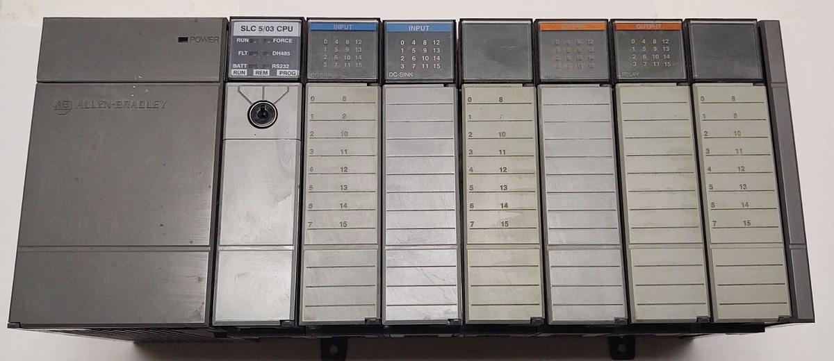 Used PLC Allen-Bradley SLC500 1746-A7 Rack 7 Slots Power Supply And 4 I/O Cards TEST