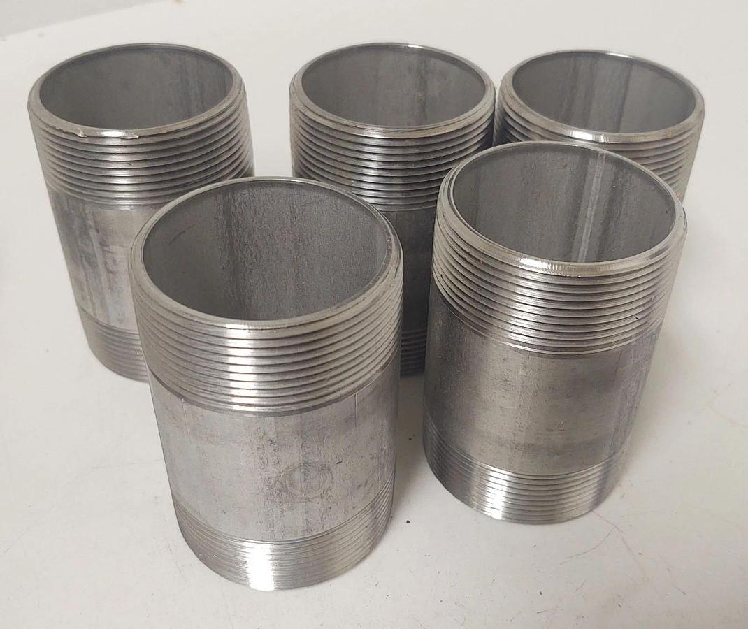 🔥(QTY 5) Merit Brass USA 2"x3-1/2" 316L Stainless Steel Pipe Nipple Sch 40 NPT