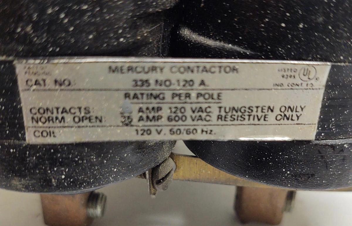 Used 🔥 DURAKOOL MDI 335NO-120A MERCURY CONTACTOR 120 VAC COIL 35 AMP 600VAC